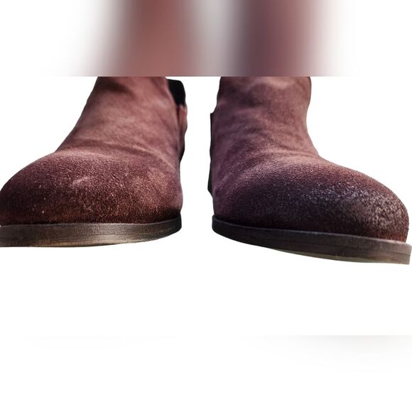 Diba True Ankle Boots Boho Suede Leather Flat Bootie Cottage Fairy Burgundy 10 - Picture 5 of 14